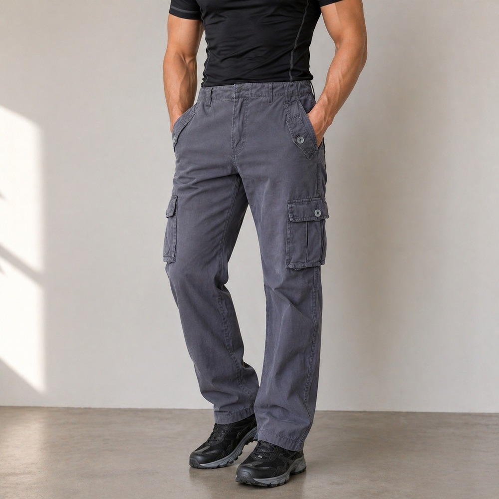 Marc Moto Cargo Pants Mens 36x32 Gray Ripstop Utility Tactical Casual Hiking